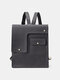 Men Retro Crazy Horse PU Leather Splashproof Backpack Business Travel Casual Bag Backpack - Black