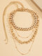 Punk Multi-layer Diamond Necklace Round Beads U-shaped Buckle Mixed Necklace - Gold