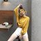 New Top Fashion Chic Hurricane Loose Loose Belly Navel Short Sweater Female Tide - Ginger yellow