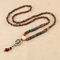 Ethnic Blue Beads Necklace Long-Style Pendant Necklace For Women Men - 06