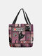 Women Felt Cat Pattern Printing Handbag Shoulder Bag Tote - Red