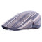 Mens Women Linen Striped Beret Hat Casual Travel Sunshade Forward Caps Gorras Planas Boina - Blue