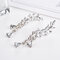 Elegant Leaf Rhinestone Cuff Earrings Silver Gold Color Piercing Tassel Earrings for Women - Silver