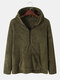 Mens Plain Half Zipper Winter Thick Plush Fluffy Hoodie With Kangaroo Pocket - Army Green