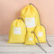 4Pcs Waterproof Nylon Drawstring Travel Storage Bag Portable Organizer Clothes Shoes Storage - Yellow