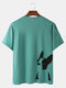 Mens French Bulldog Print Solid Color Breathable Loose O-Neck T-Shirts - Green
