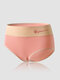 Women Plus Size Cotton Flower Print High Waist Hip Lifting Breathable Panties - Pink