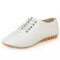 Lace Up Pure Color Oxford Flat Shoes - White