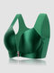 Women Solid Seamless Front Closure Wireless Breathable Lightly Lined Soft Bra - Green