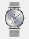 8 Colors Alloy Stainless Steel Men Vintage Business Watch Decorated Pointer Quartz Watch - White Dial Silver Band