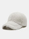 Unisex Lambswool Plush Solid Color Thickened Warmth All-match Baseball Cap - White