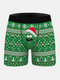 Mens Christmas Cartoon Print Breathable Cozy Waistband Boxer Briefs - Green