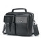 Men Genuine Leather Large Capacity Crossbody Bag Solid Casual Handbag - Black