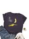 Banana Print Short Sleeve O-neck Loose Casual T-shirt For Women - Navy
