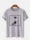 Mens Monochrome Rose Graphic Cotton Short Sleeve T-Shirts - Gray
