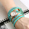 Multilayer PU Leather Band Wrap Bracelet Wrist Watches for Women - Light Blue