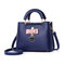 Women Faux Leather Tote Bag Handbag Shoulder Bag - Blue