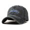 Unisex Embroidery Pattern Washed Denim Baseball Cap Classic Breathable Outdoor Sunshade Hat - Black