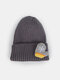 Unisex Polyester Cotton Knitted Solid Color Christmas Element Cartoon Decoration All-match Warmth Brimless Beanie Hat - Gray