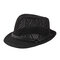 Women Caddice Weave Gridding Breathable Curl Brim Addition Leather Belt Fashion Jazz Hat  - Black 2