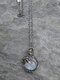 Vintage Leaves Branches Entwined With Round Moonstone Alloy Necklace - Silver