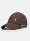 Unisex Made-old Cotton Solid Color Broken Hole Embroidery Fashion All-match Baseball Cap - Coffee