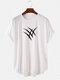 Mens Scratches Print Creew Neck Sporty Fitness Short Sleeve T-Shirt - White