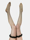 Women Nylon Lace Ruffled Large Mesh Breathable High Socks - Black