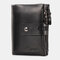 Men RFID Genuine Leather Money Clip Multi-card Slots Coin Purse Wallet - Black