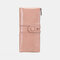 Women RIFD Retro Oil Wax Leather 12 Card Slots Wallet Long Phone Bag - Pink