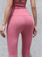 Solid Color High Waist Butt Lift Workout Yoga Leggings - Pink