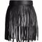 Women Fringed Skirt Waistband Closure Decorative Tassel Belt - Black