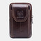 EDC Genuine Leather Vintage Zipper Phone Bag Waist Bag For Business Bag - Brown