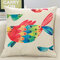 Watercolor Animal Cotton Linen Cushion Cover Wash Painting Pillow Case Home Sofa Car Decor - #6