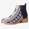 Printing Cloth Splicing Block Casual Chelsea Boots For Women - Navy