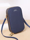 Women Faux Leather Fashion Touch Screen Mini Crossbody Bag Phone Bag - Blue