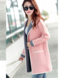 Solid Color Long Section Knit Cardigan - Pink