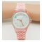 महिला बच्चों के लिए प्यारा ट्रेंडी घड़ी कैंडी रंग प्लास्टिक हार्ट स्पॉट घड़ी - गुलाबी