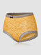 Women Contrast Trim Lace High Waist Elastic Thin Panties - Yellow