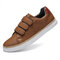 Men Microfiber Leather Non Slip Hook Loop Soft Casual Sneakers - Brown