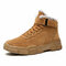Men Comfort Warm Lining Hook Loop Lace Up Casual Ankle Boots - Camel