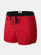 Mens Mesh Swim Trunks Arrow Pants Solid Color Breathable Sports Home Casual Shorts with Liner Pouch - Red