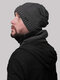 Men 2PCS Plus Velvet Thick Winter Outdoor Keep Warm Neck Protection Headgear Scarf Knitted Hat Beanie - Gray