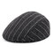 Mens Winter Warm Flax Stripe Beret Cap Comfortable Casual Outdoor Home Forward Hat - Black