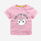 Girl's Cat Unicorn Print Summer Short Sleeve Casual T-shirt For 3-11Y - Pink