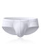 Mens Sexy Ultra Thin Ice Silk Underwear Solid Color Transparent Breathable Elastic Pouch Brief - White