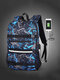 Men USB Charging Camouflage Large Capacity Skateboard Bag Anti-theft Backpack - Blue