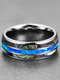 Vintage Tungsten Gold Men Ring Simple Inlaid Colored Shell Ring Gift - Blue