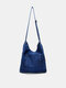 JOSEKO Women's Cotton Vintage Denim Shoulder Bag Literary Lazy Wind Large Capacity Messenger Bag - Dark Blue