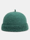 Unisex Wool Blended Solid Color Jacquard Vintage Warmth Brimless Beanie Landlord Cap Skull Cap - Green